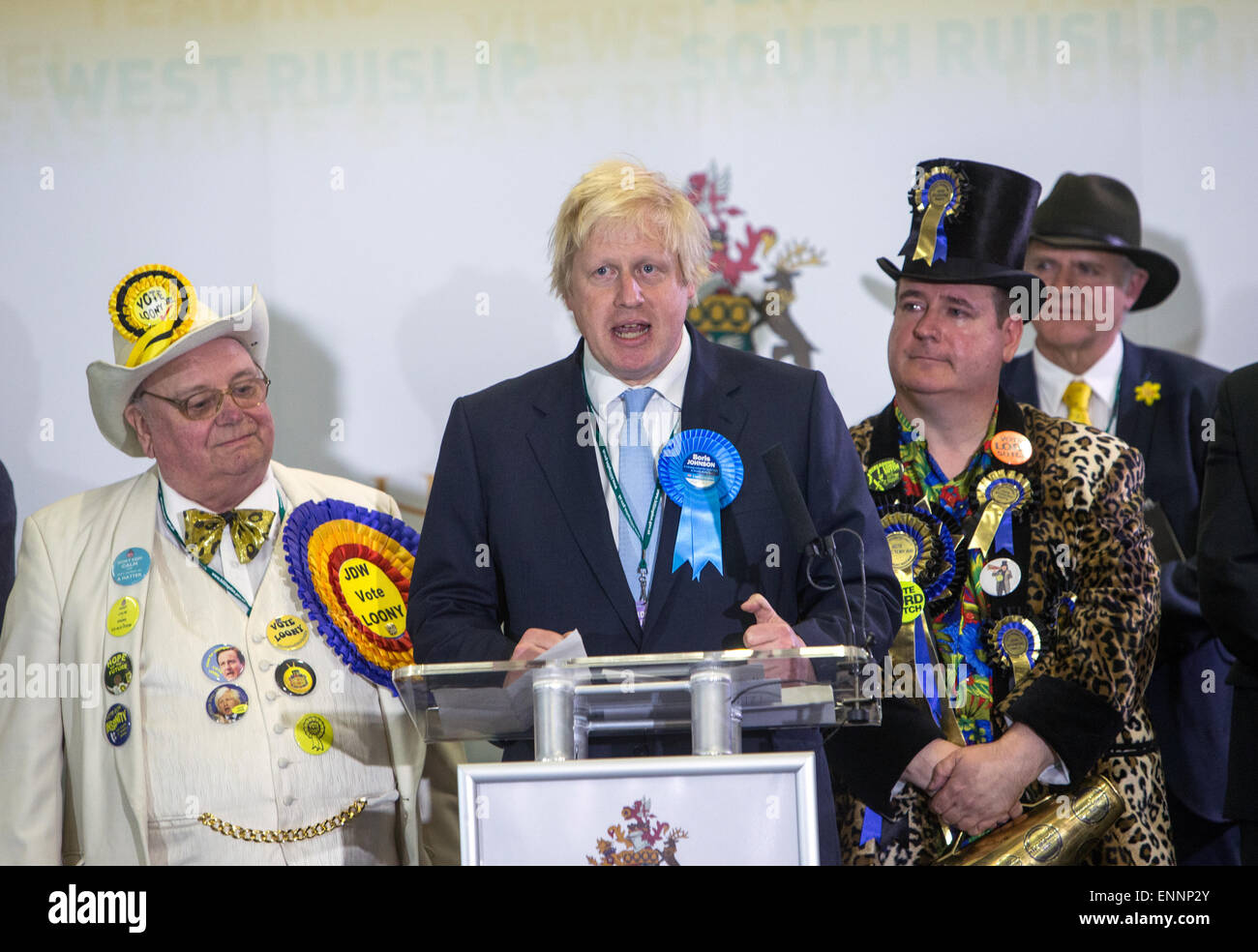Boris Johnson wins the seat of Uxbridge and South Ruislip Stock Photo