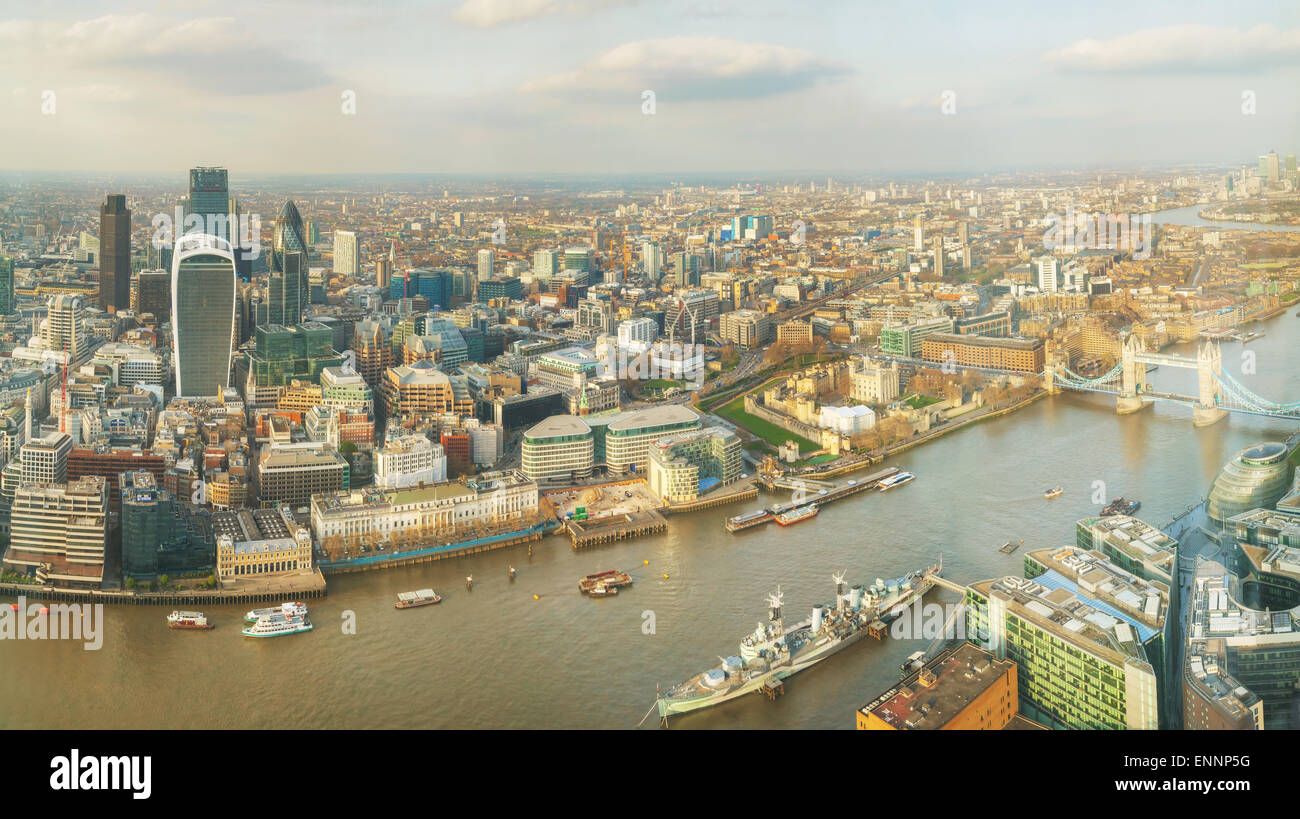 Panoramic aerial overview of London city Stock Photo