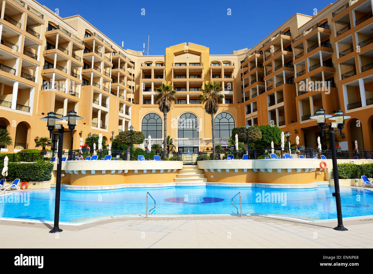 The swimming pool at luxury hotel, Malta Stock Photo Alamy