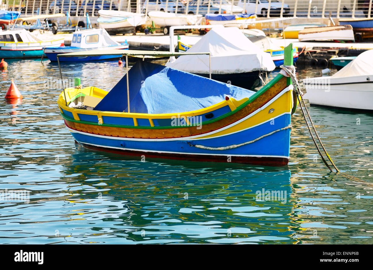 The traditional Maltese Luzzu boat, Malta Stock Photo