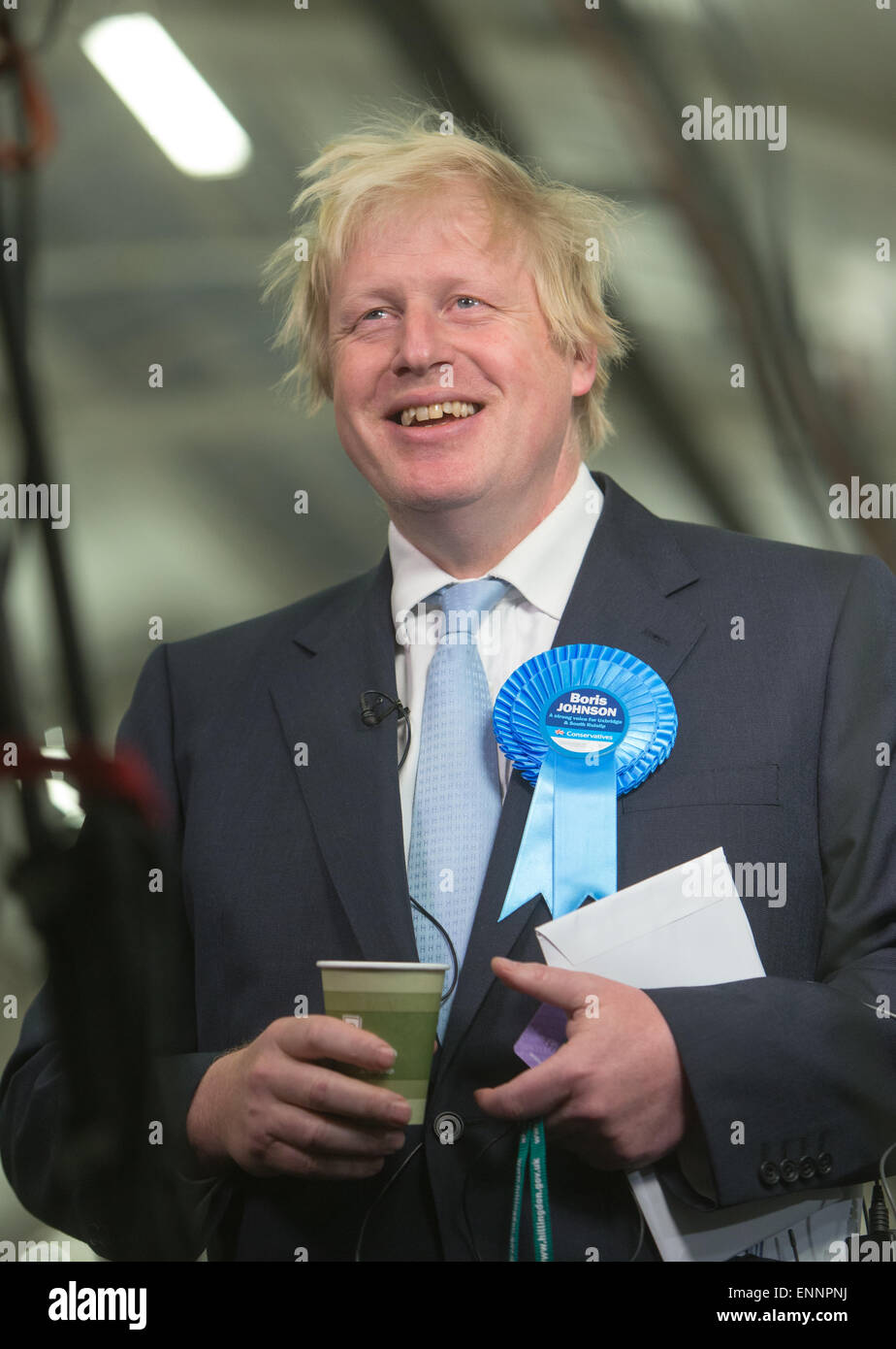 Boris Johnson wins the seat of Uxbridge and South Ruislip Stock Photo