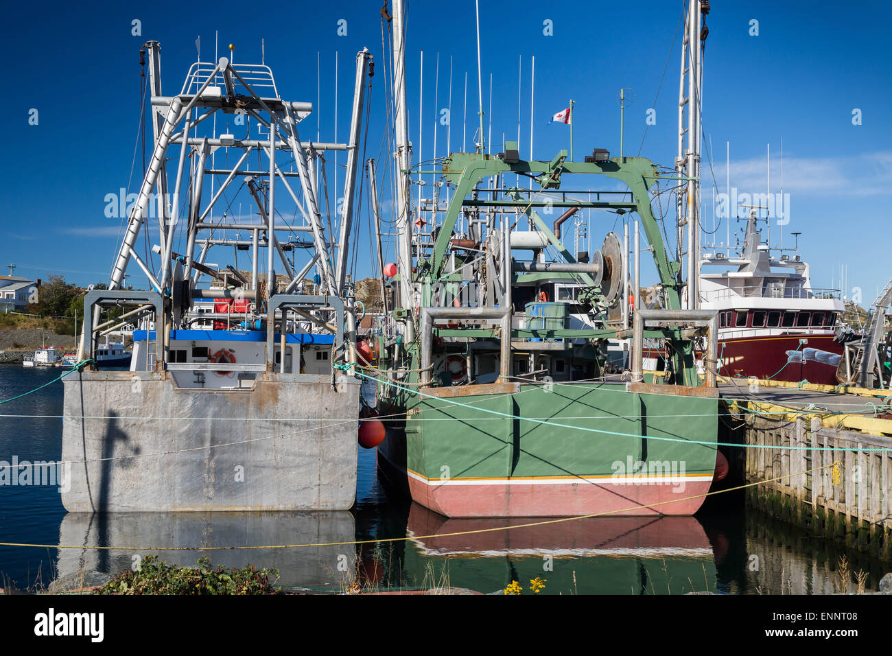 Fishing boats and trawlers in Port de Grave, Newfoundland. Canada Stock