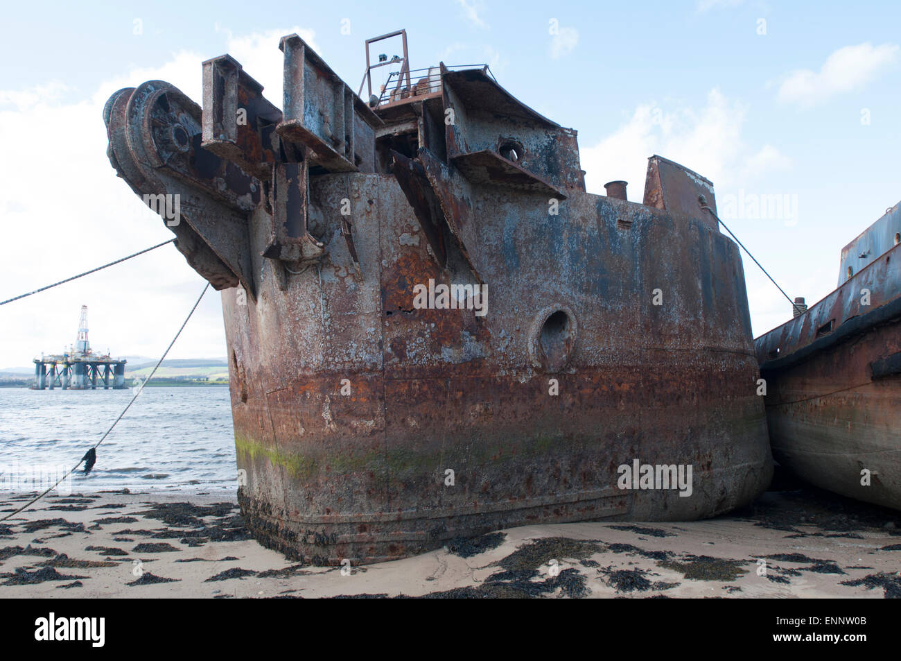 Shipwrecks at Cromarty Firth, Black Isle, Scotland, UK Stock Photo