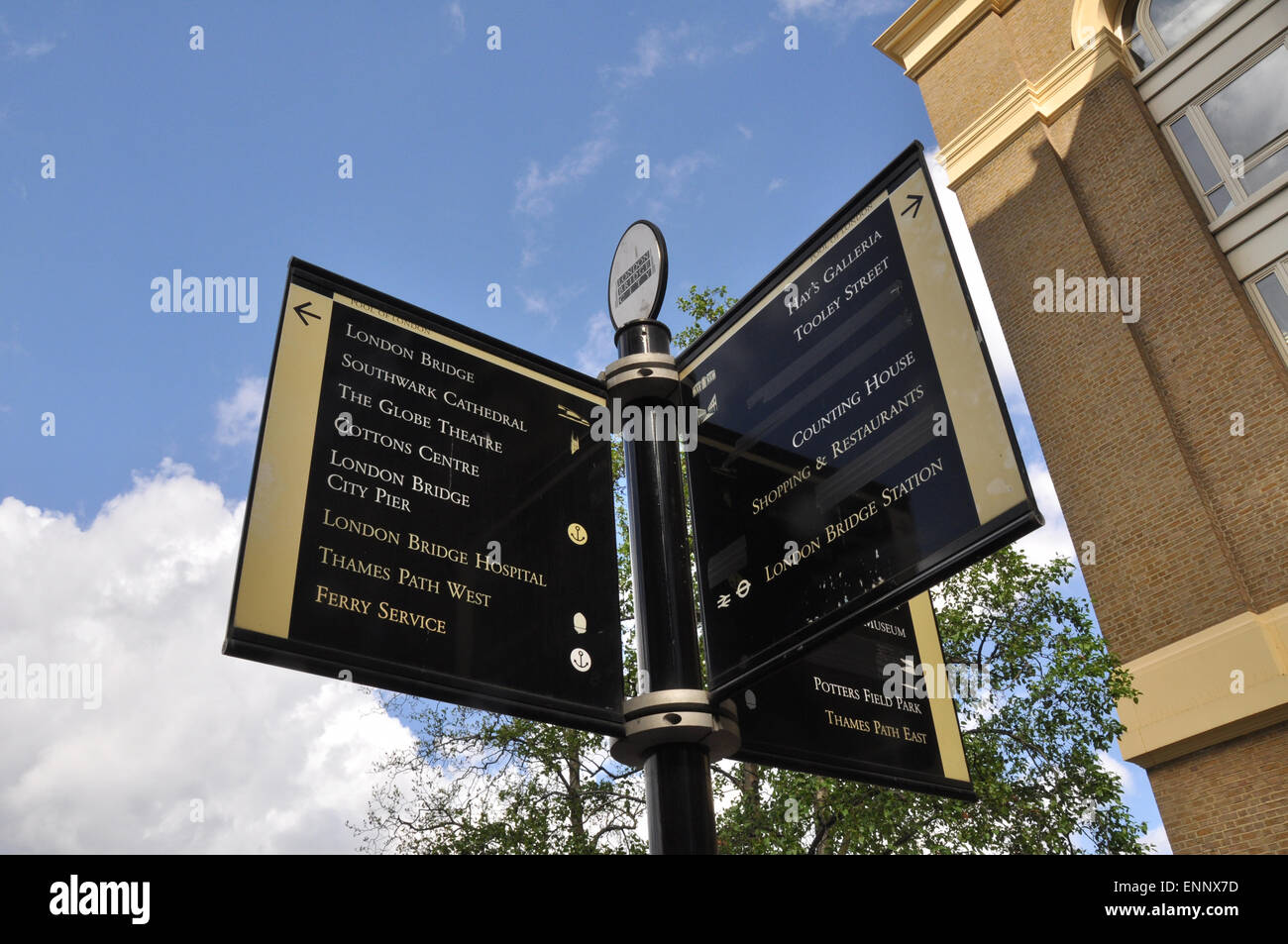 A signpost near London Bridge, South Bank, London, U.K Stock Photo - Alamy