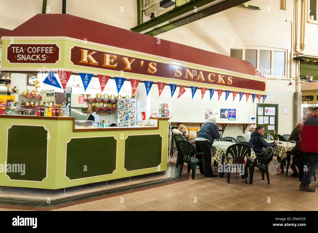 Trinity Indoor Market, Keys Snacks cafe, Hull, East Yorkshire UK Stock