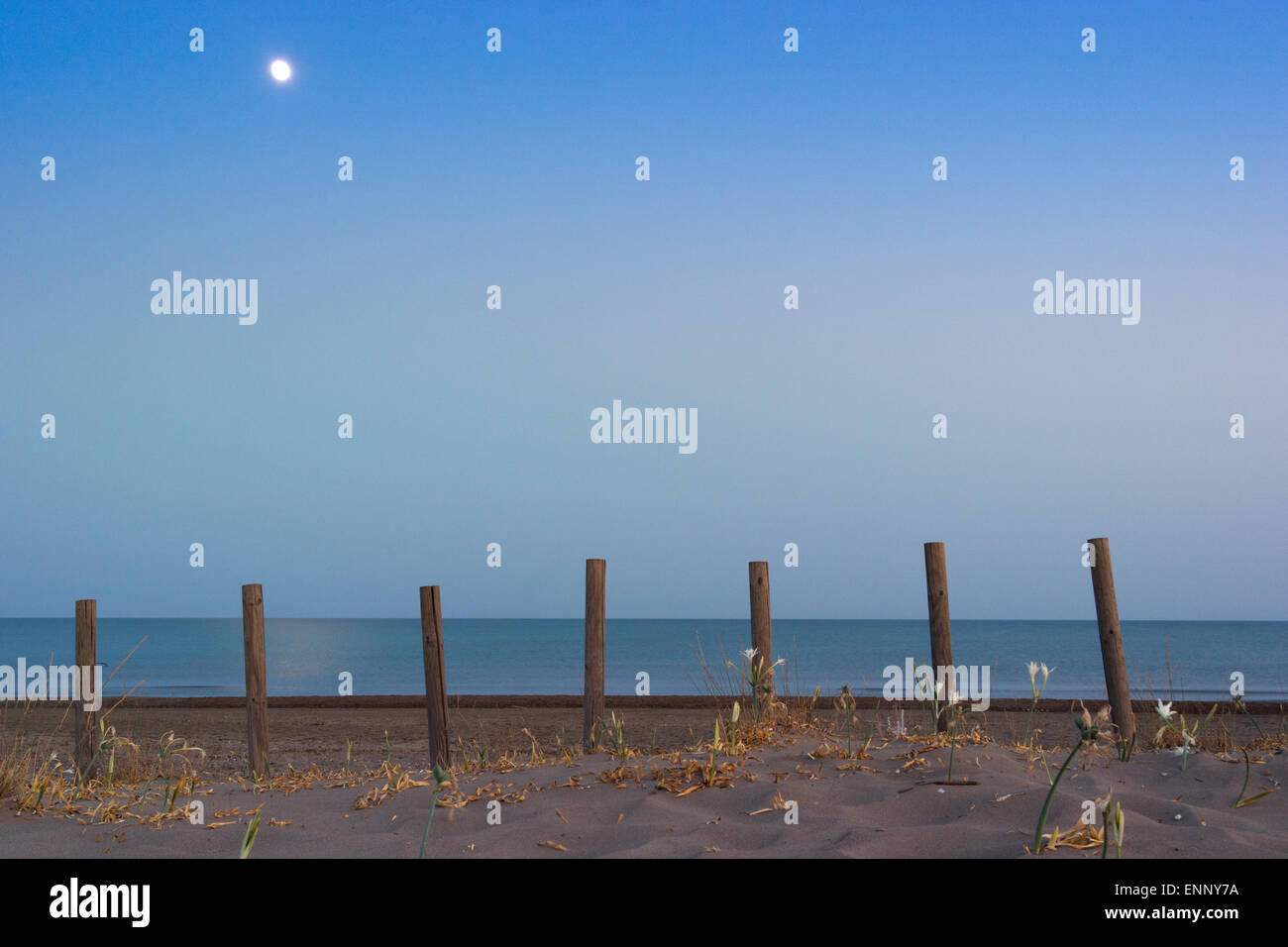 End of day in the beach. Summer coastline (Greece, Zakynthos,  Ionian Sea). Stock Photo