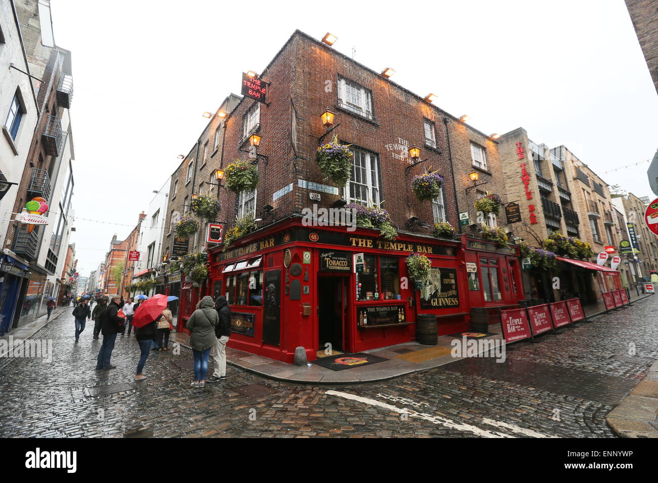 A view of The Temple Bar Pub in Temple Bar in Dublin city centre during
