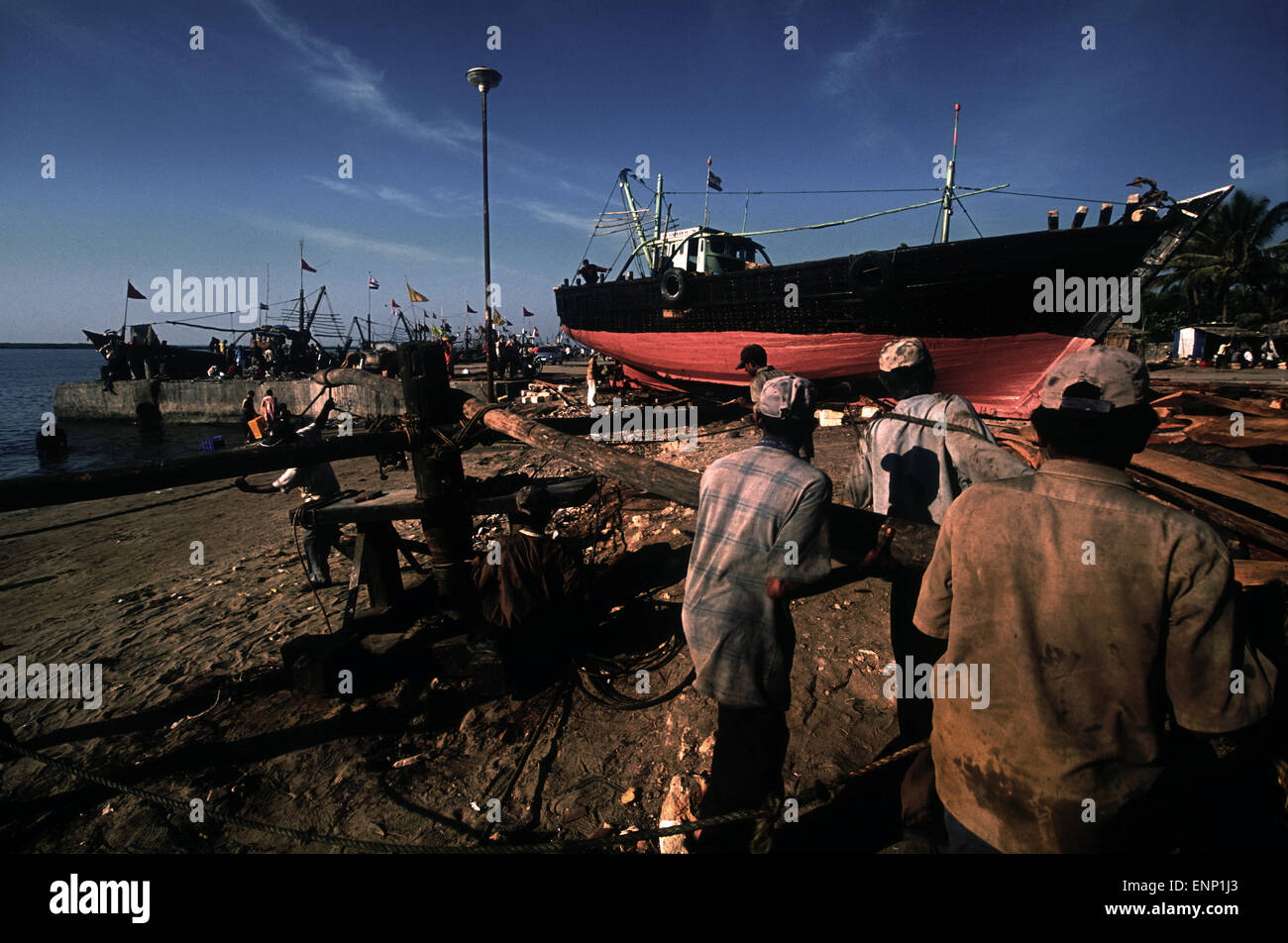 Shipyard in Diu island,India Stock Photo