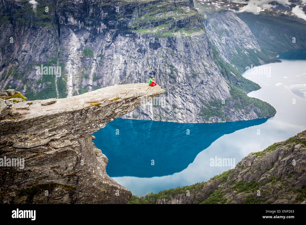 Norway Mountain Trolltunga Odda Fjord Norge Hiking Trail Stock Photo