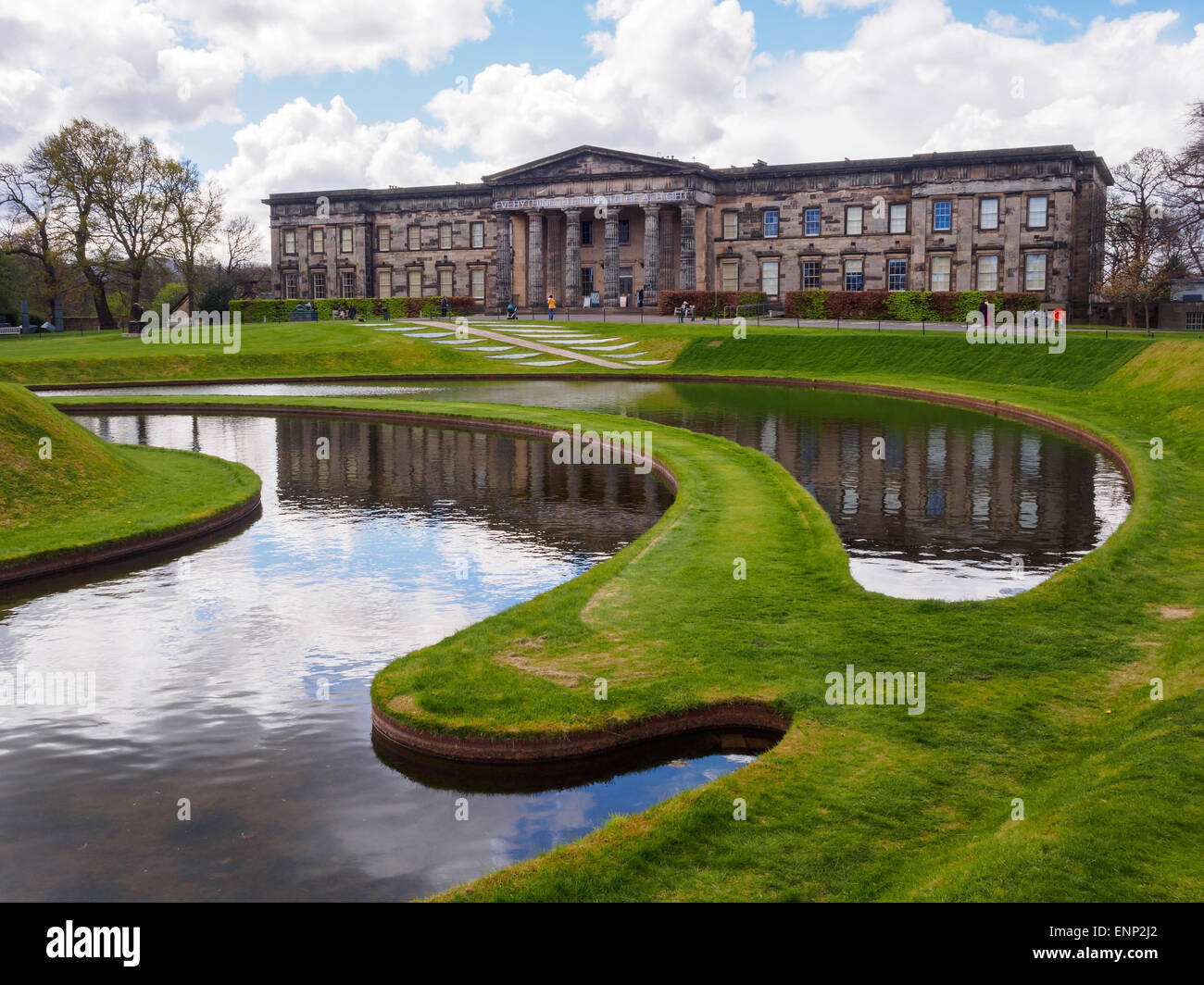 The Museum of Modern Art, in Edinburgh, Scotland. In the foreground is the landscape design The Museum of Modern Art, in Edinburgh, Scotland. In the foreground is the landscape design