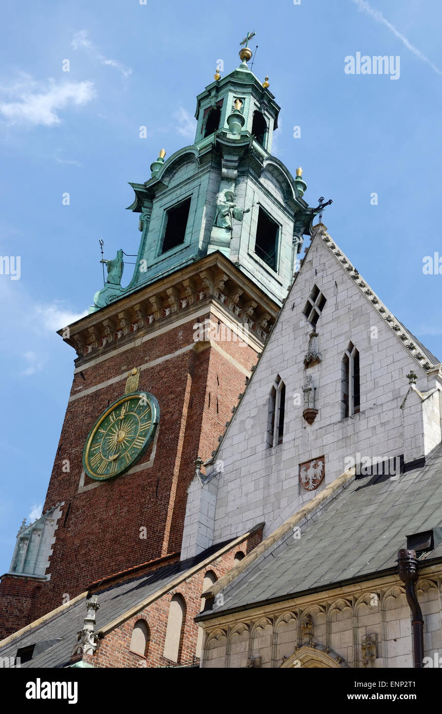 Tower of gothic Wawel Cathedral in Krakow,Poland, unesco heritage site Stock Photo