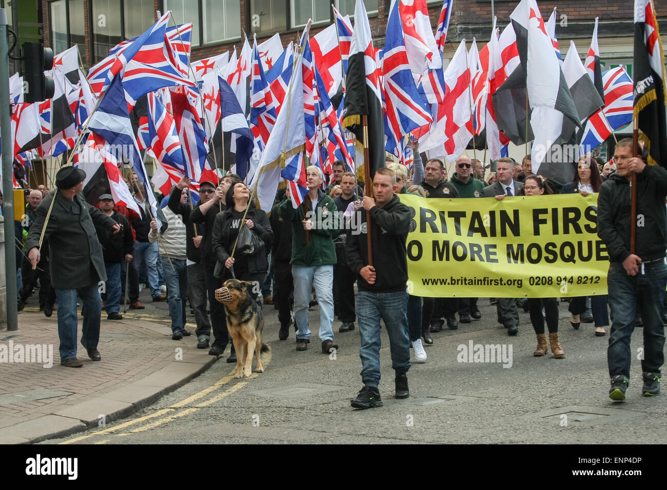 Britain First - a far right nationalist political party - demonstrate in Dudley, West Midlands UK Stock Photo