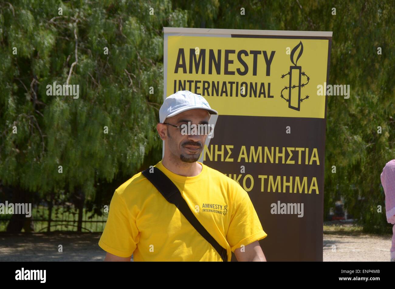 Athens, Greece. 09th May, 2015. Greek department of Amnesty International organised a kiosk in Thisio region of Athens to call people to tace action against further deaths of refugees that try to enter Greek borders illegally by sea or on foot. © George Panagakis/Pacific Press/Alamy Live News Stock Photo