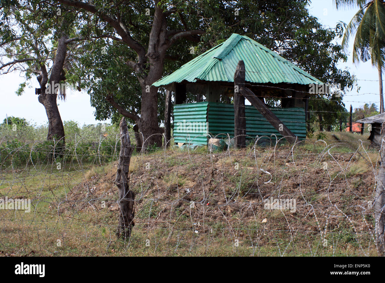 Army post near Kalkudah Bay, east coast of Sri Lanka Stock Photo
