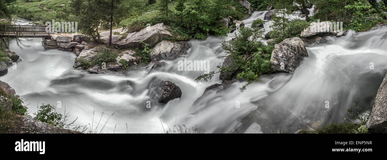 The rapids of the river at the foot of the waterfall Toce, Formazza Valley - Piedmont, Italy Stock Photo