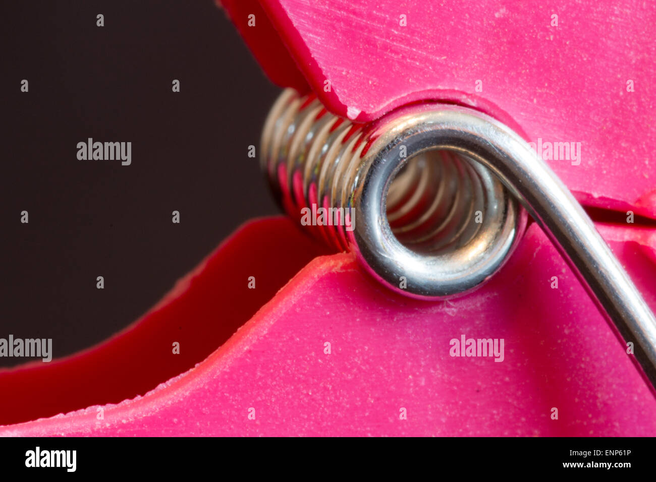A macro shot of a pink plastic peg Stock Photo