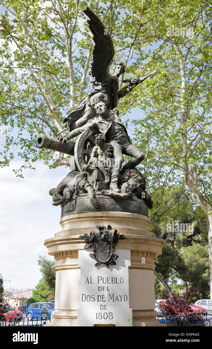 Monumento al Pueblo del Dos de Mayo – Praque de la Montagna Monument commemorating the 2nd May 1808, Madrid, Spain Stock Photo