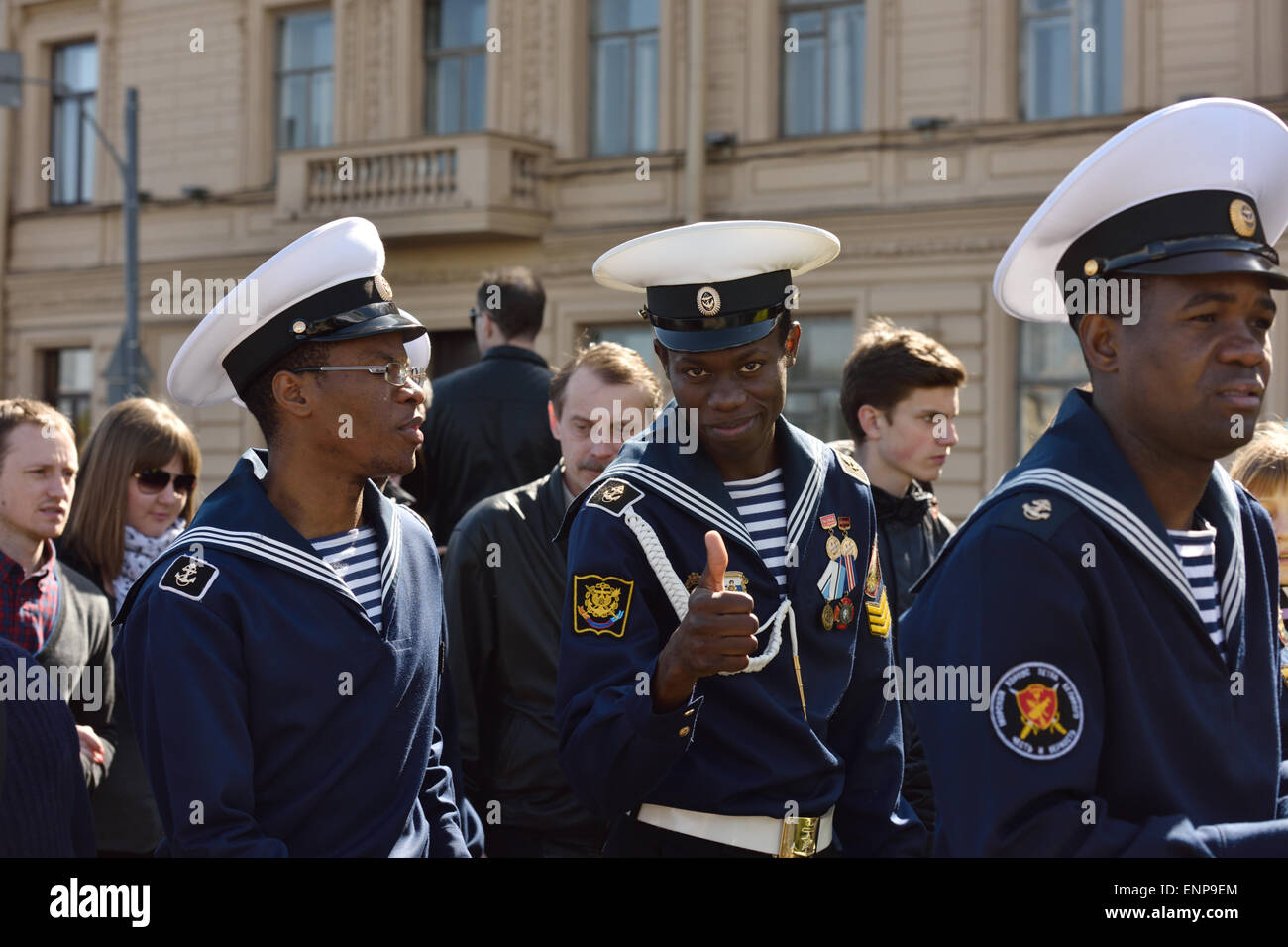 St. Petersburg, Russia, 9th May, 2015. Cadets of the marine corps of