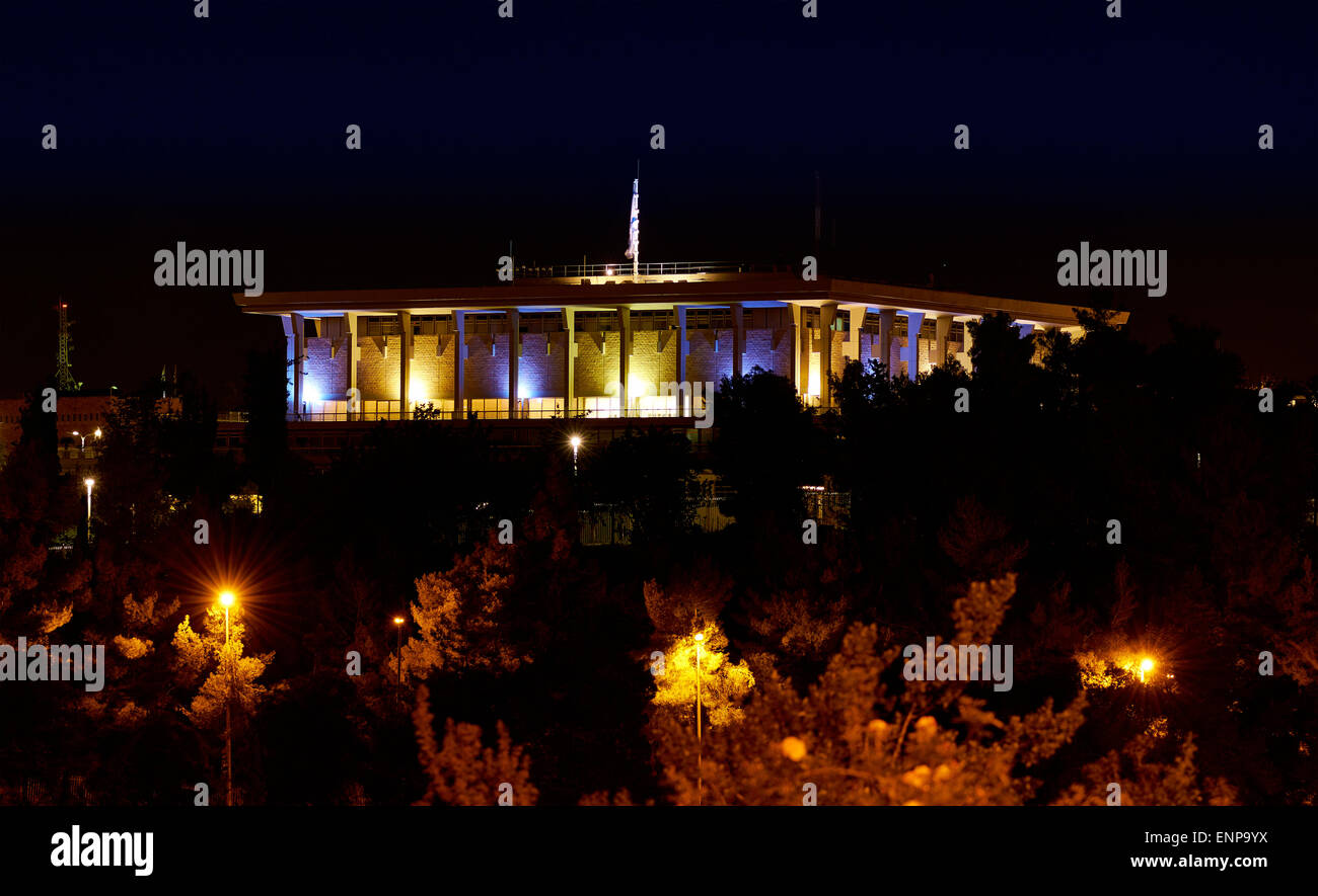 Knesset (the Parliament of Israel) at night Stock Photo