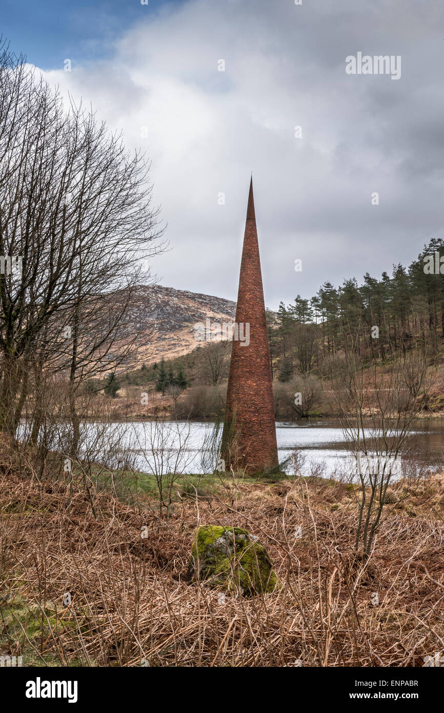 Art on the Black Loch in the Galloway Forest Park of Scotland. Stock Photo