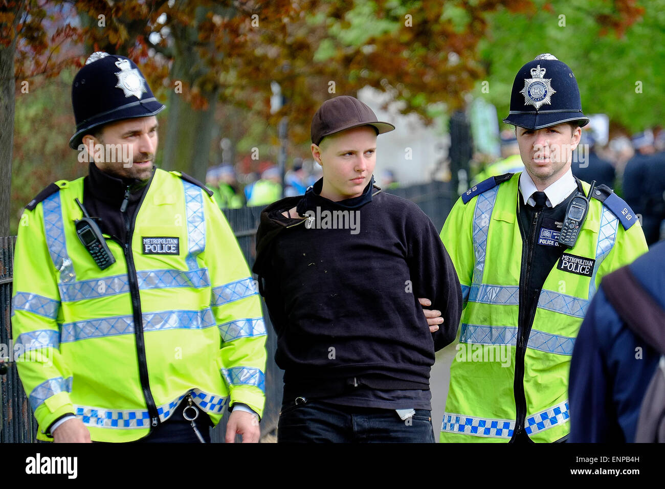 Waltham Forest.  May 9th 2015.  Arrests made as anti-fascists gather to protest against a march held by the English Defence League.   Photographer: Gordon Scammell/Alamy Live News Stock Photo