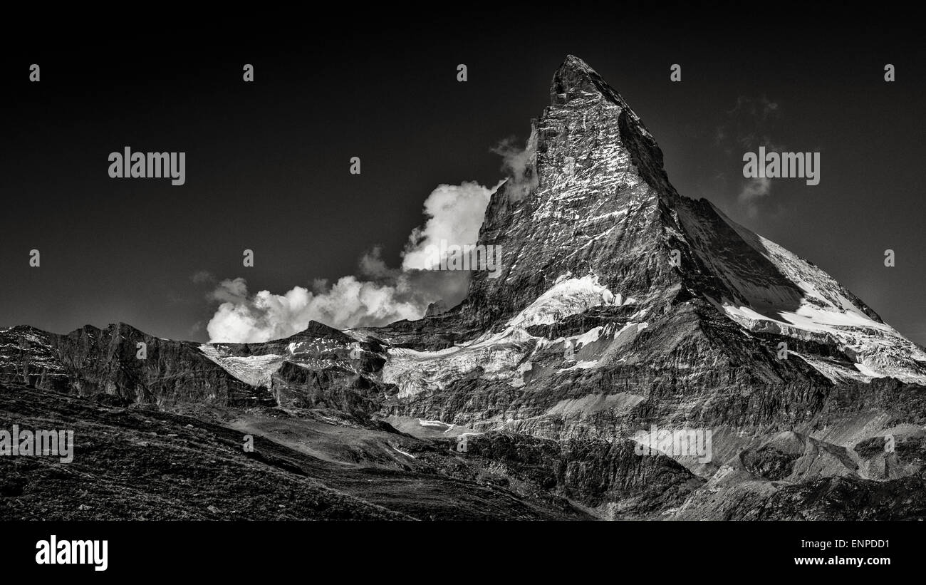 matterhorn, Switzerland black and white Stock Photo - Alamy