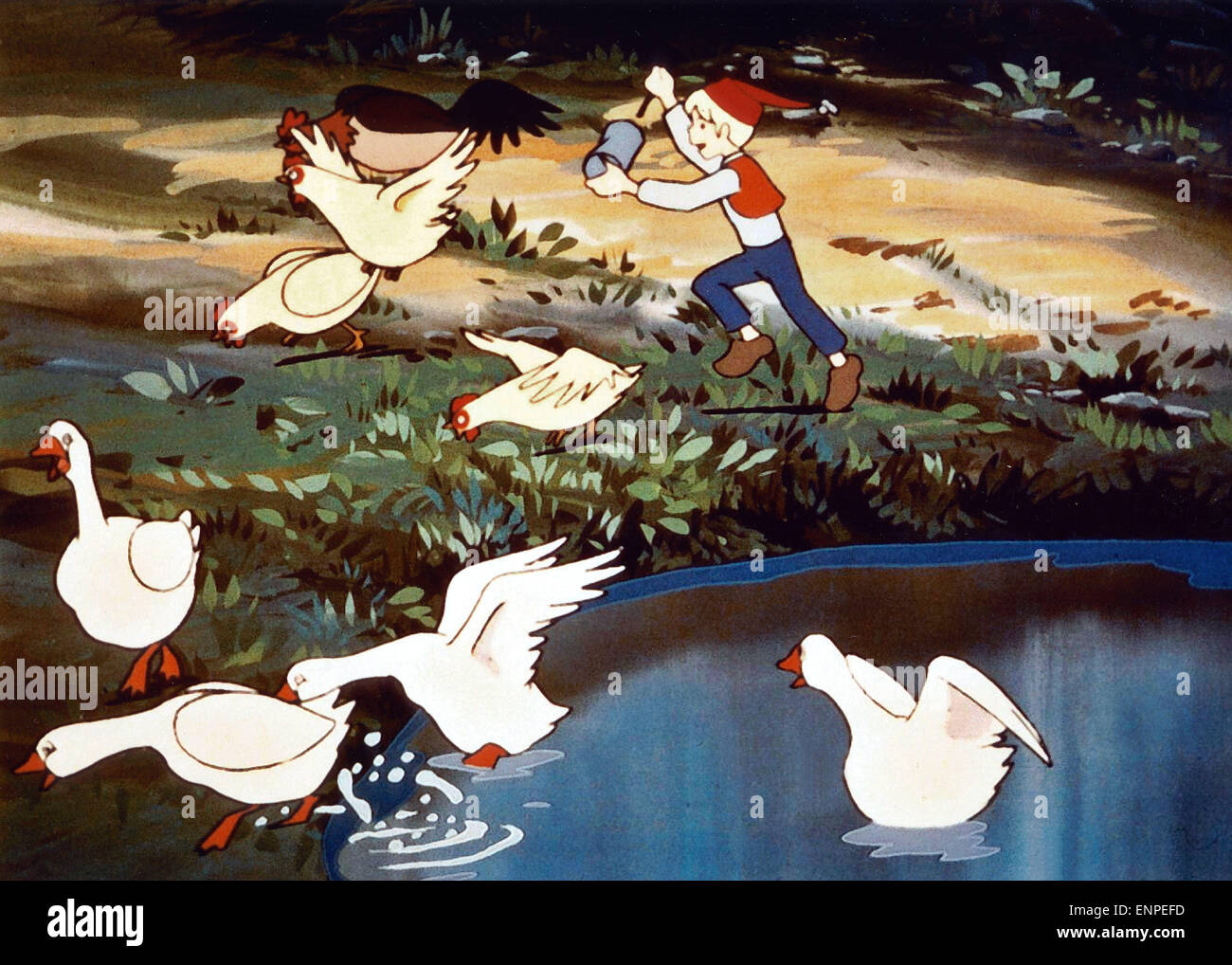 Nirusu no fushigi na tabi, aka: Wunderbare Reise des kleinen Nils Holgersson mit den Wildgänsen, Zeichentrickserie, Japan 1980 - Stock Photo