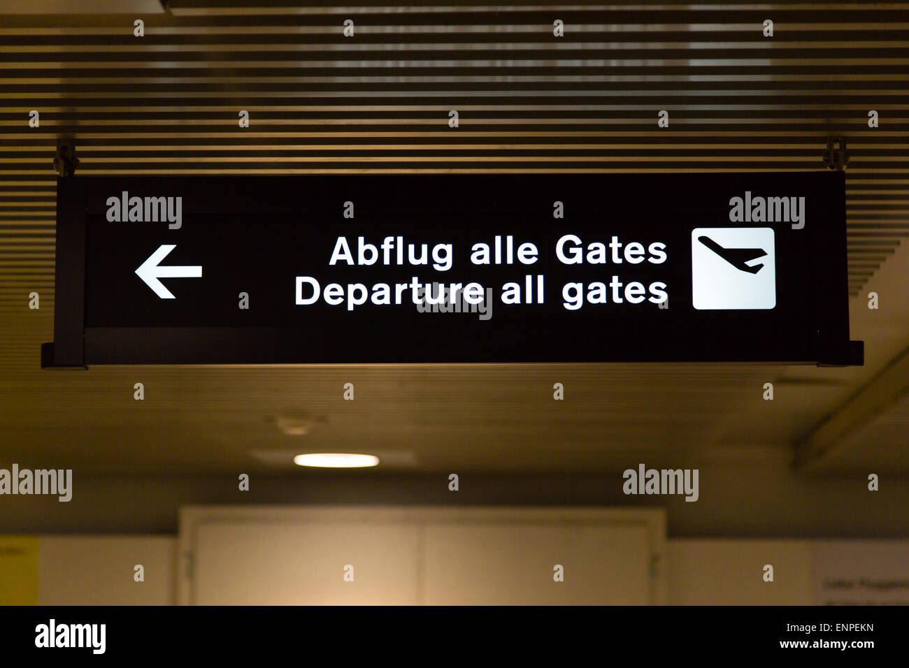 Departure all gates airport sign at Zurich airport Stock Photo Alamy