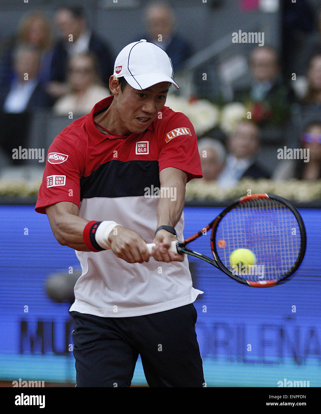 Madrid, Spain. 9th May, 2015. 09.05.2015 Madrid, Spain. Kei Nishikori in action against Andy Murray in the S Final of the Madrid Open tennis. Credit:  Michael Cullen/ZUMA Wire/Alamy Live News Stock Photo