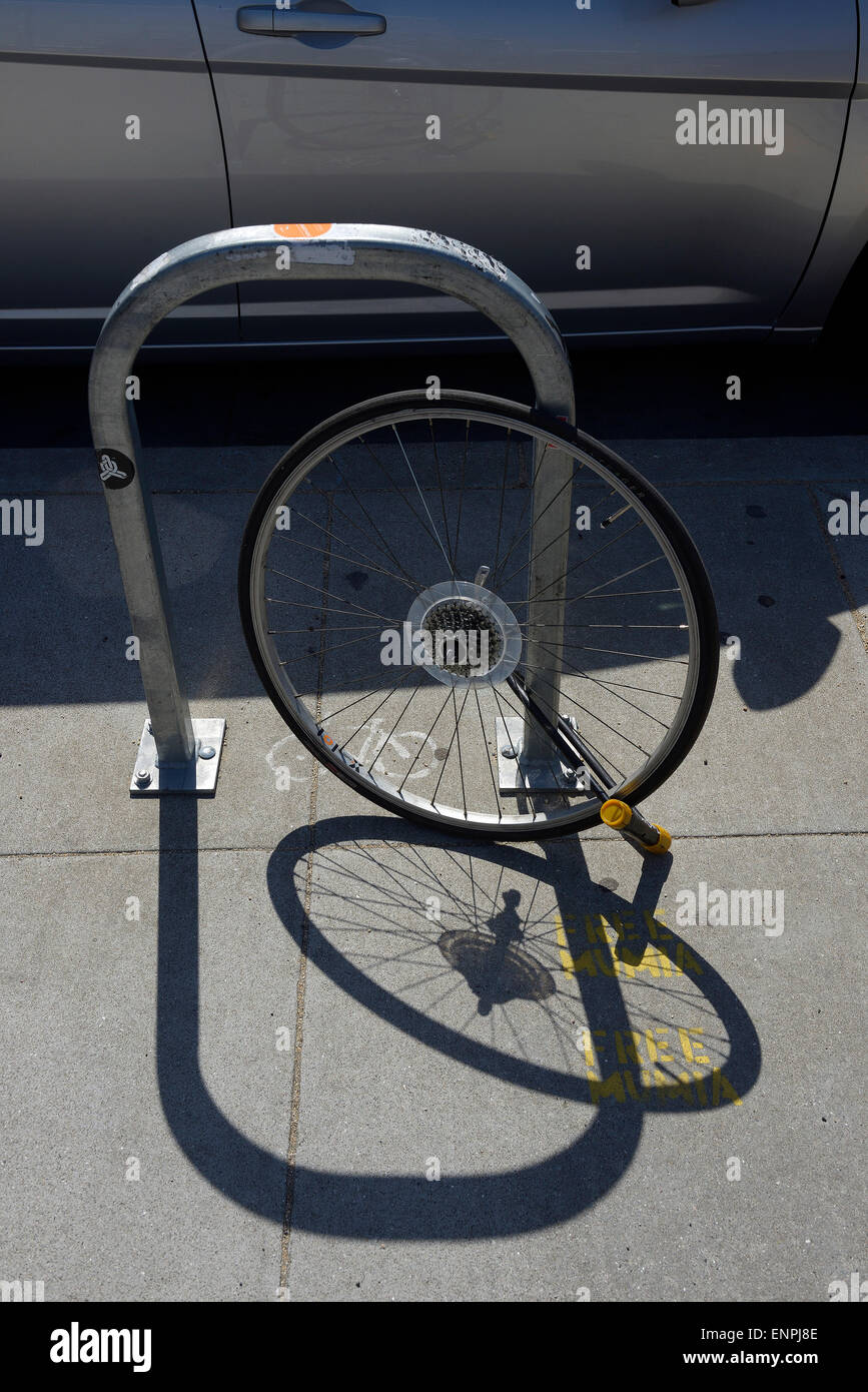 cycle wheel and car in San Francisco USA Stock Photo