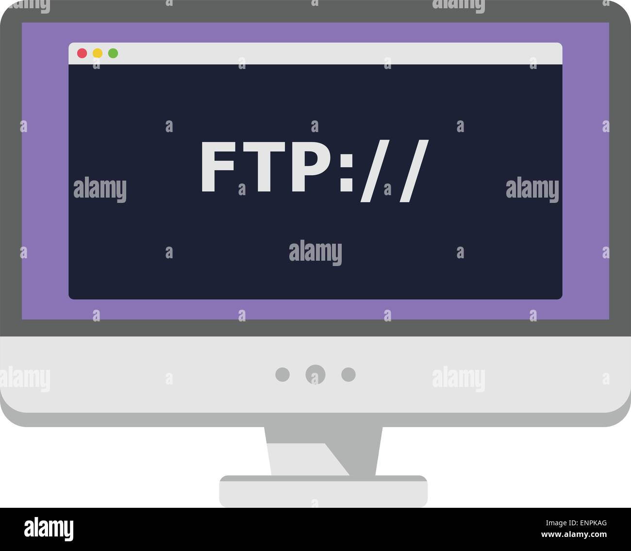 vector illustration of personal computer display showing window with ftp prtocol on it Stock Vector