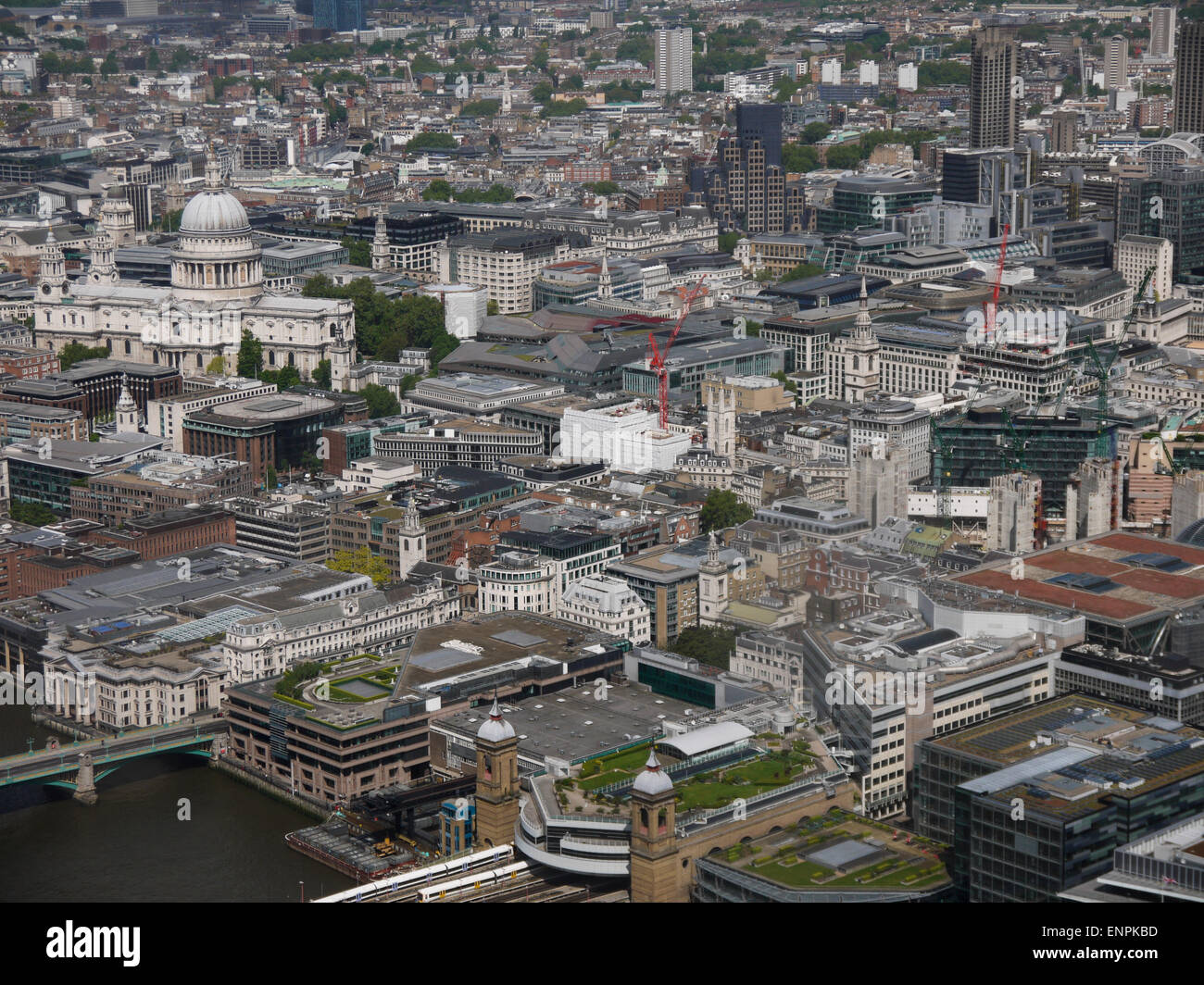 View towards St Pauls Cathedral from The Shard, London Bridge, London, UK. Stock Photo