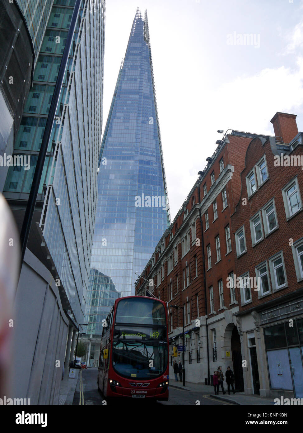 View of The Shard looking down London Bridge Street, London, UK. Stock Photo