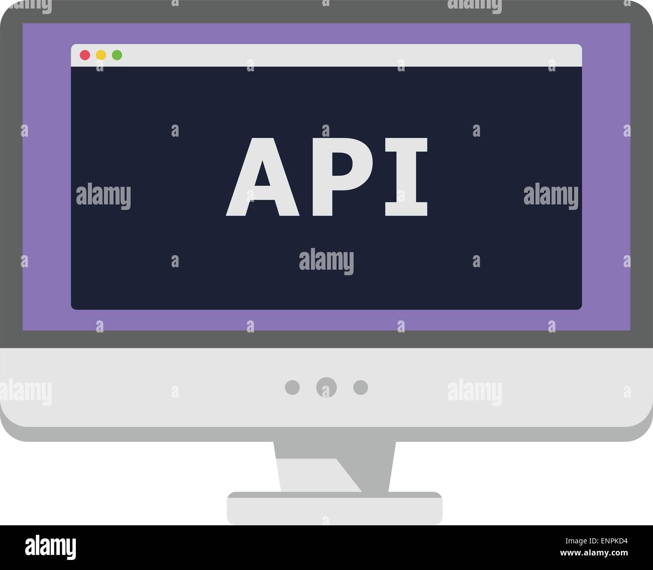 vector illustration of personal computer display showing window with api heading Stock Vector
