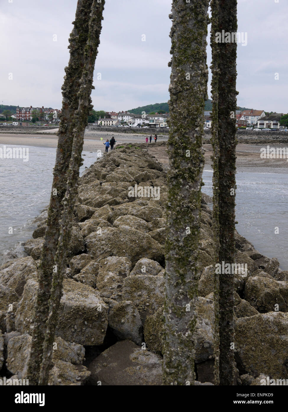 Rhos on Sea from the end of the harbour breakwater with the barnacle