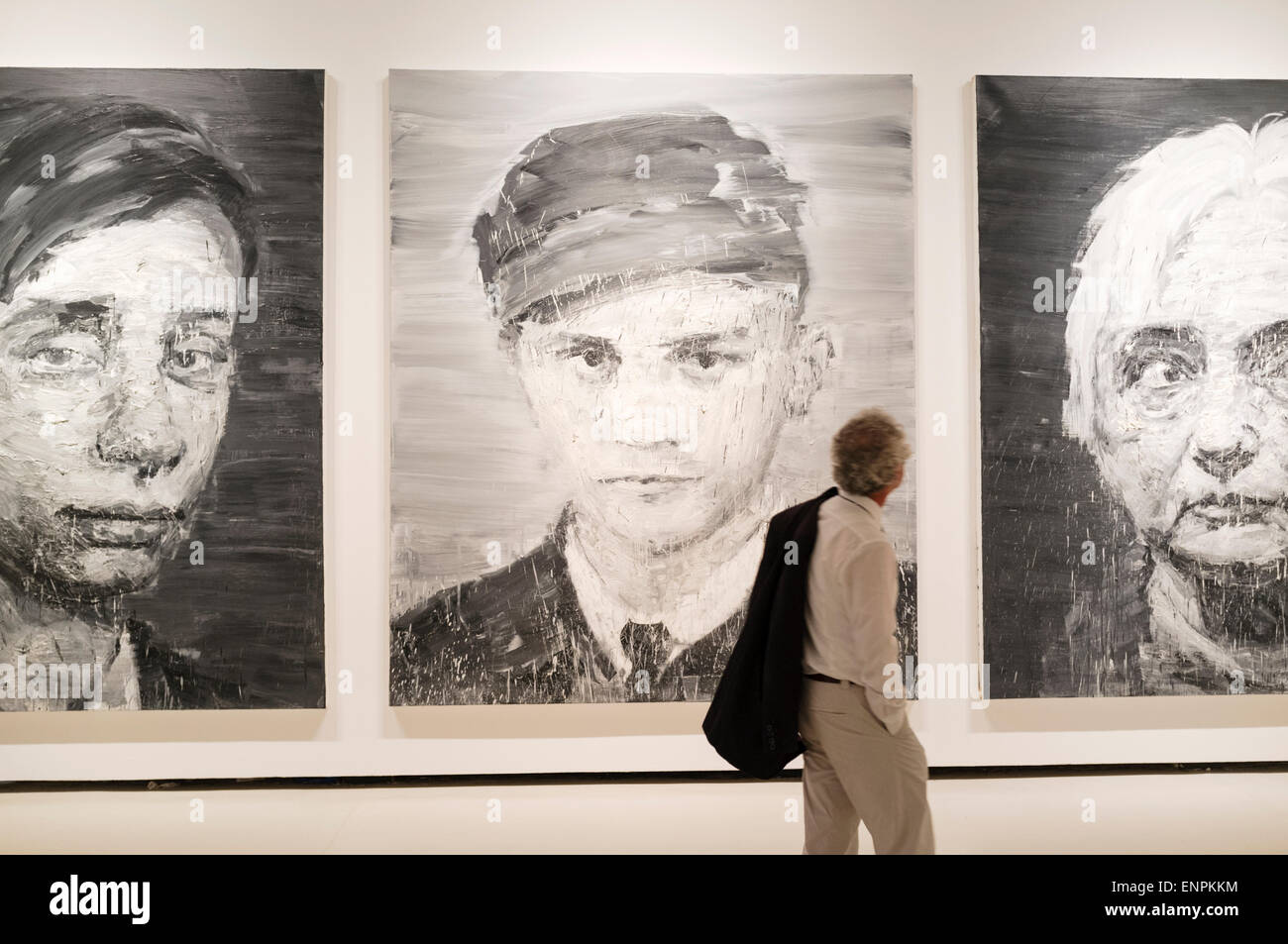 Paintings by Chinese painter Yan Pei-Ming at the CAC (Centro de Arte Contemporaneo) museum Stock Photo