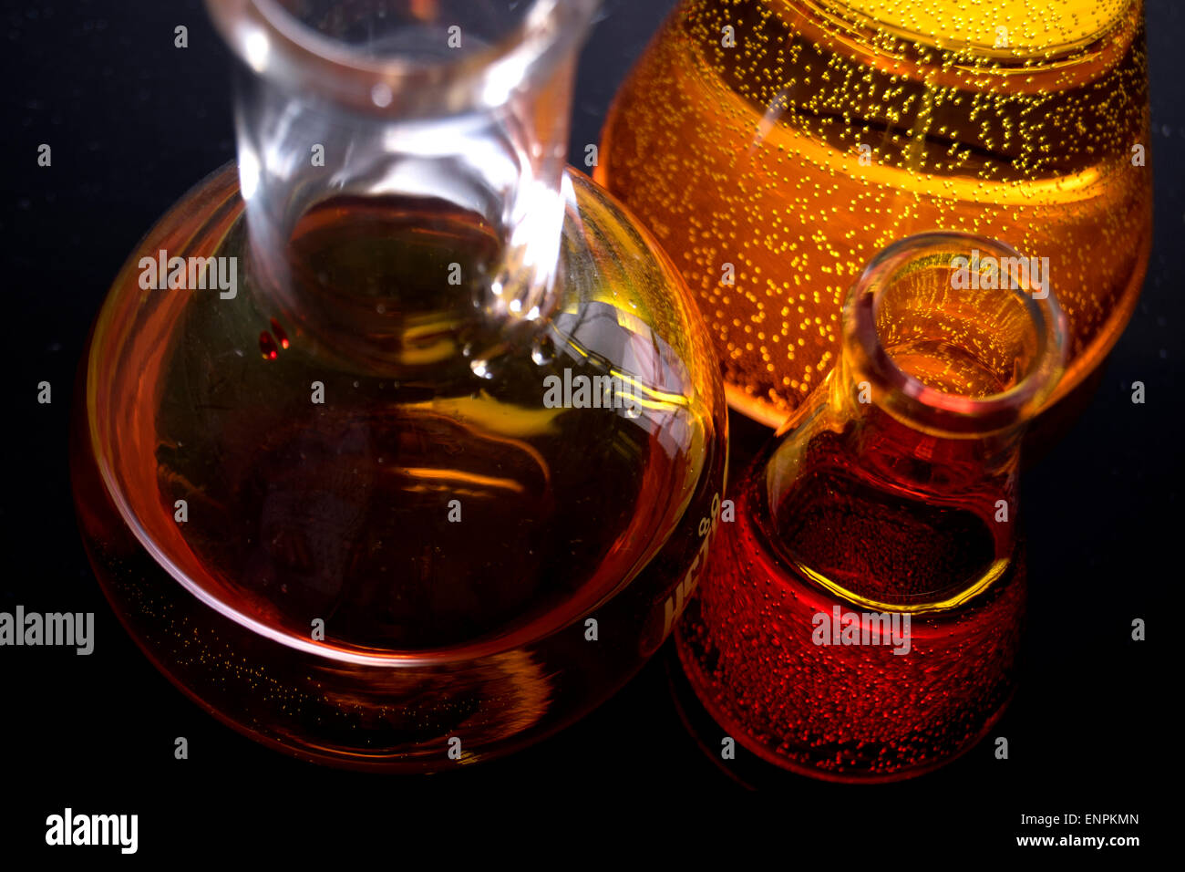 Chemistry, chemical reaction, chemistry lab, beakers, glass containers