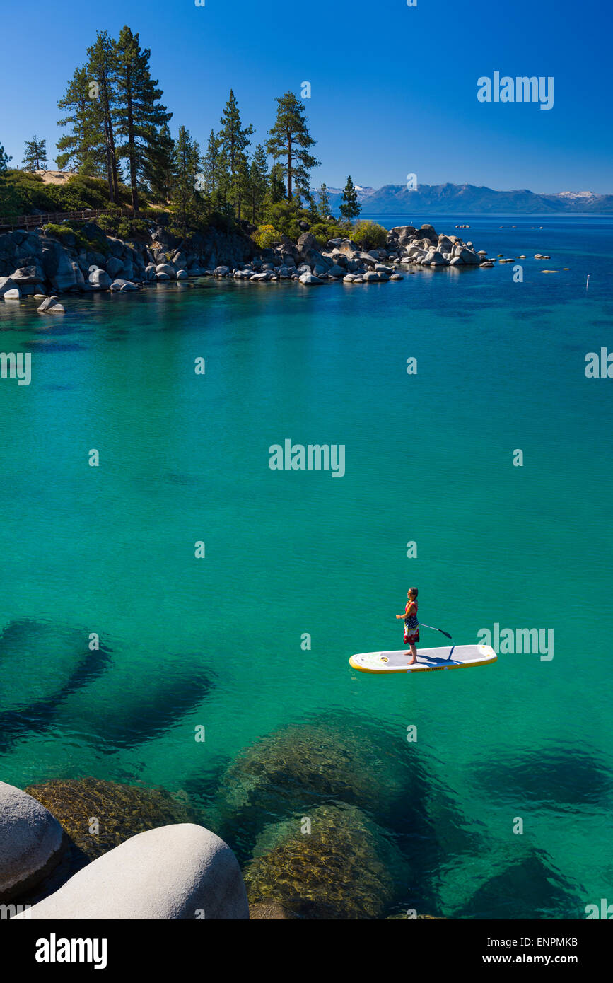 Stand up Paddle Boarding near Sand Harbor on Lake Tahoe Stock Photo Alamy
