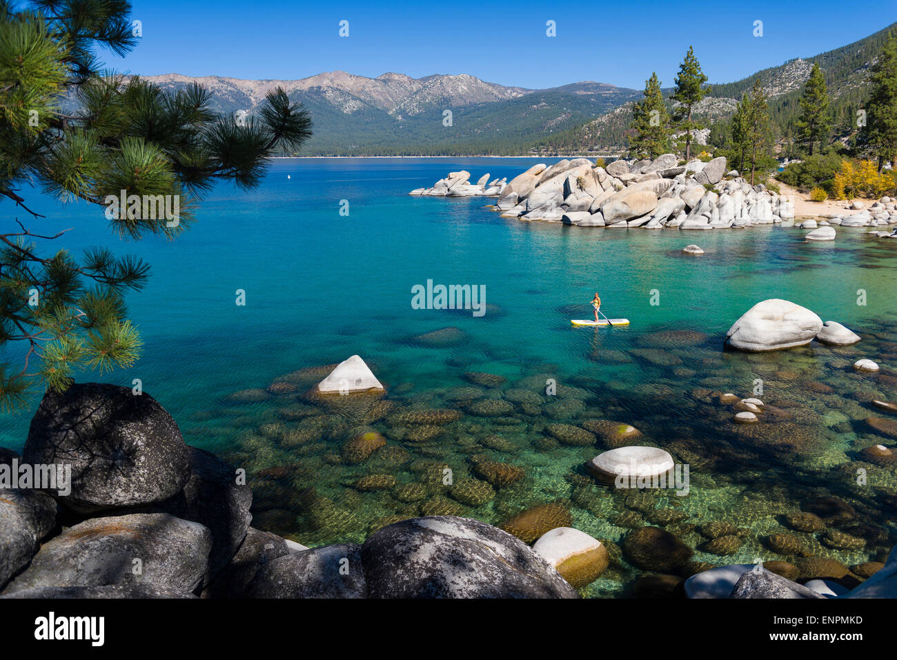 Stand up Paddle Boarding near Sand Harbor on Lake Tahoe Stock Photo Alamy