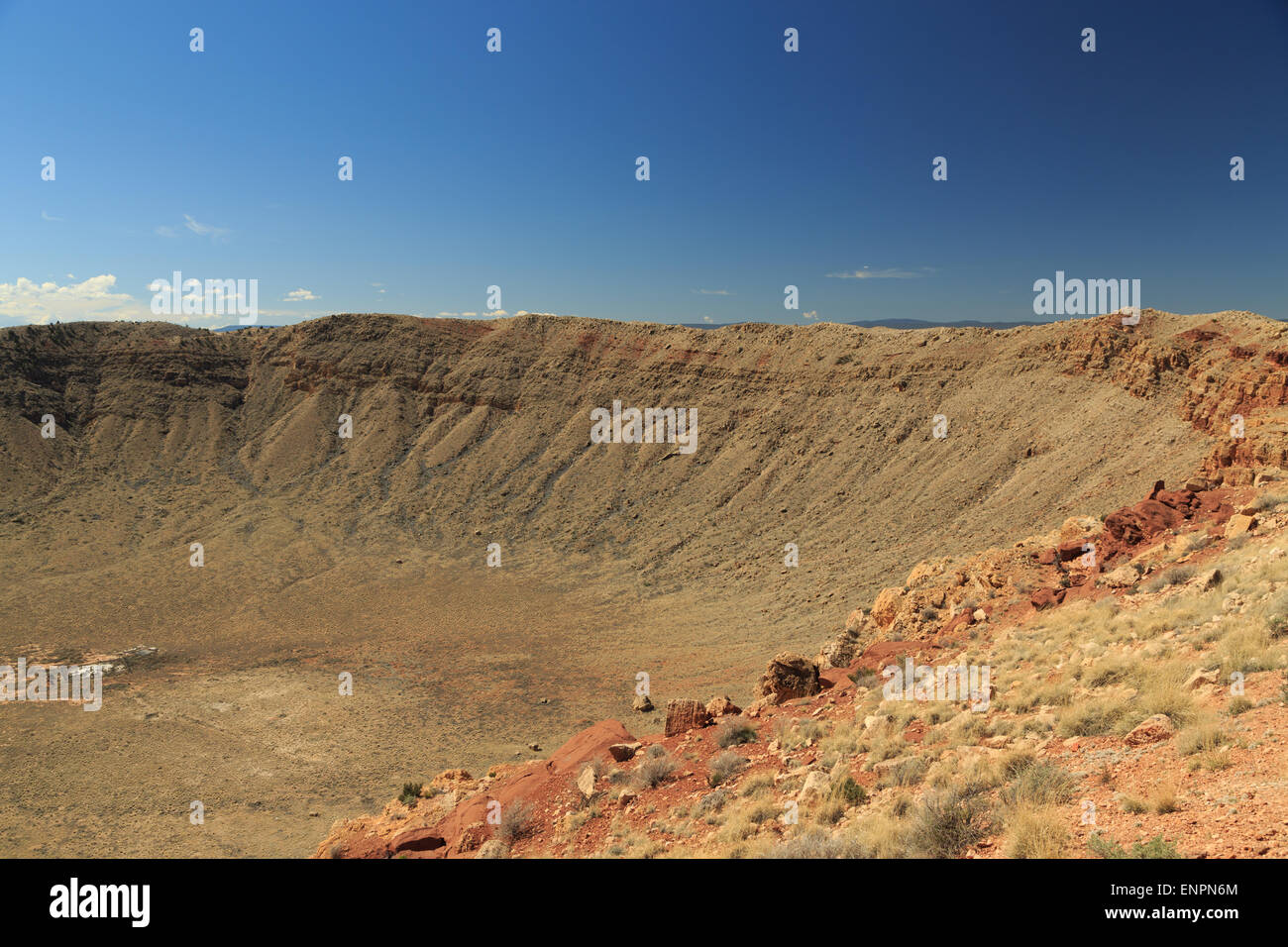 A photograph of the Meteor Crater near Flagstaff in Arizona. It is