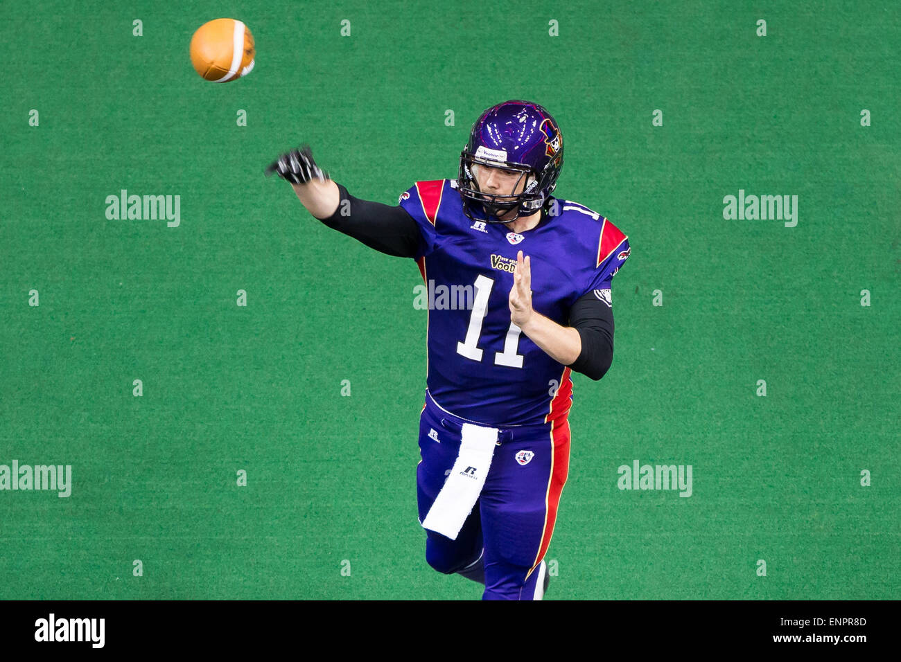 New Orleans, LA, USA. 9th May, 2015. New Orleans VooDoo qb Sam Durley (11) during the game between the Arizona Rattlers and New Orleans VooDoo at Smoothie King Center in New Orleans, LA. Arizona Rattlers defeated New Orleans VooDoo 47-39. Stephen Lew/CSM/Alamy Live News Stock Photo