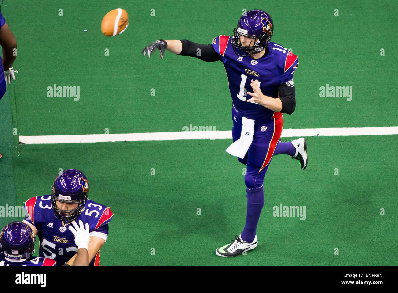 New Orleans, LA, USA. 9th May, 2015. New Orleans VooDoo qb Sam Durley (11) during the game between the Arizona Rattlers and New Orleans VooDoo at Smoothie King Center in New Orleans, LA. Arizona Rattlers defeated New Orleans VooDoo 47-39. Stephen Lew/CSM/Alamy Live News Stock Photo