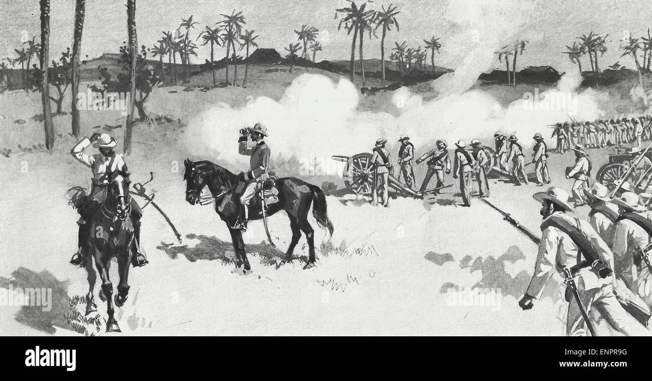 Spanish Artillery Firing upon the Forces of Maceo and Gomez at the
