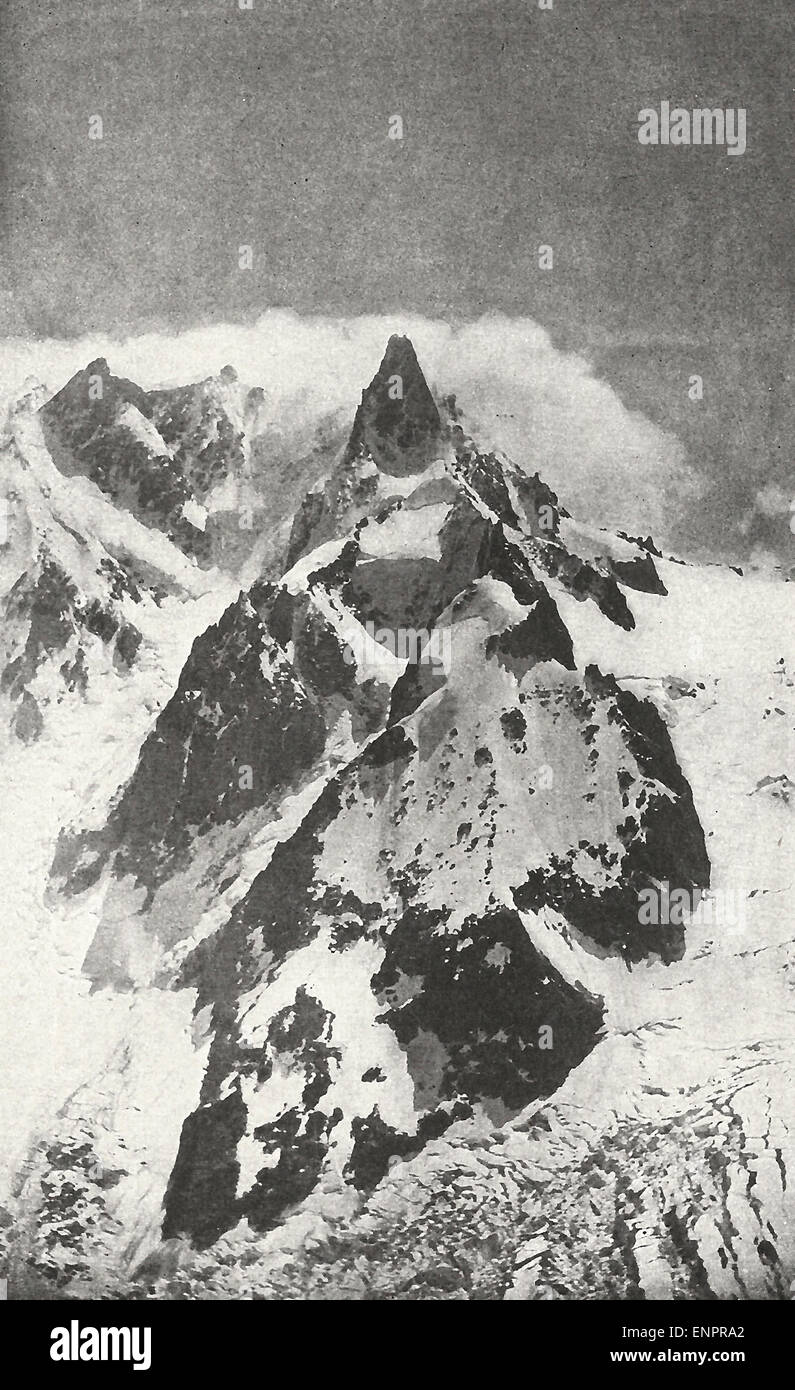 The Dent du Geant, or Giant's Tooth as seen from the summit of the Dent du Requin, circa 1915 Stock Photo