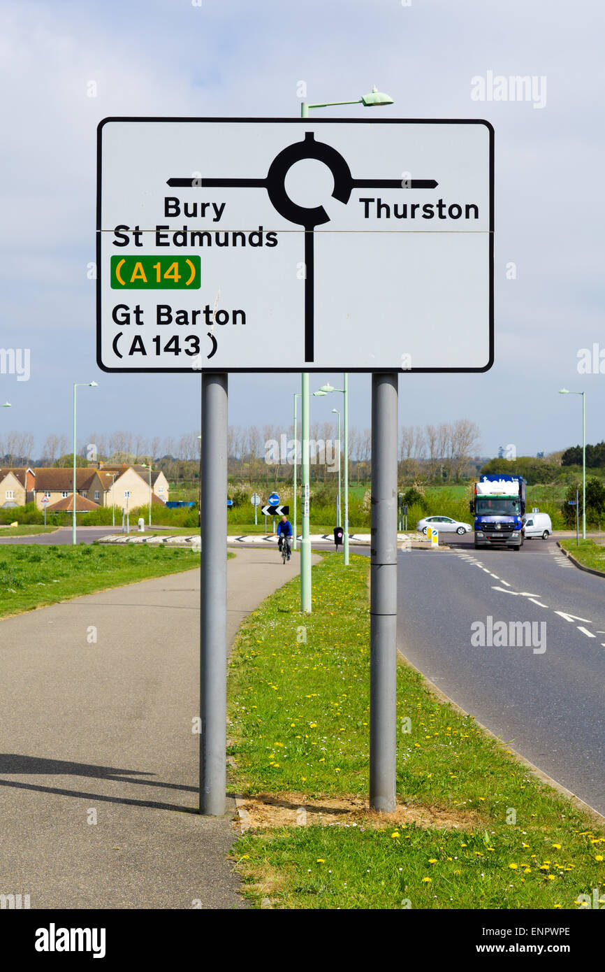 Direction for Bury St Edmunds and Thurston and Great Barton Stock Photo