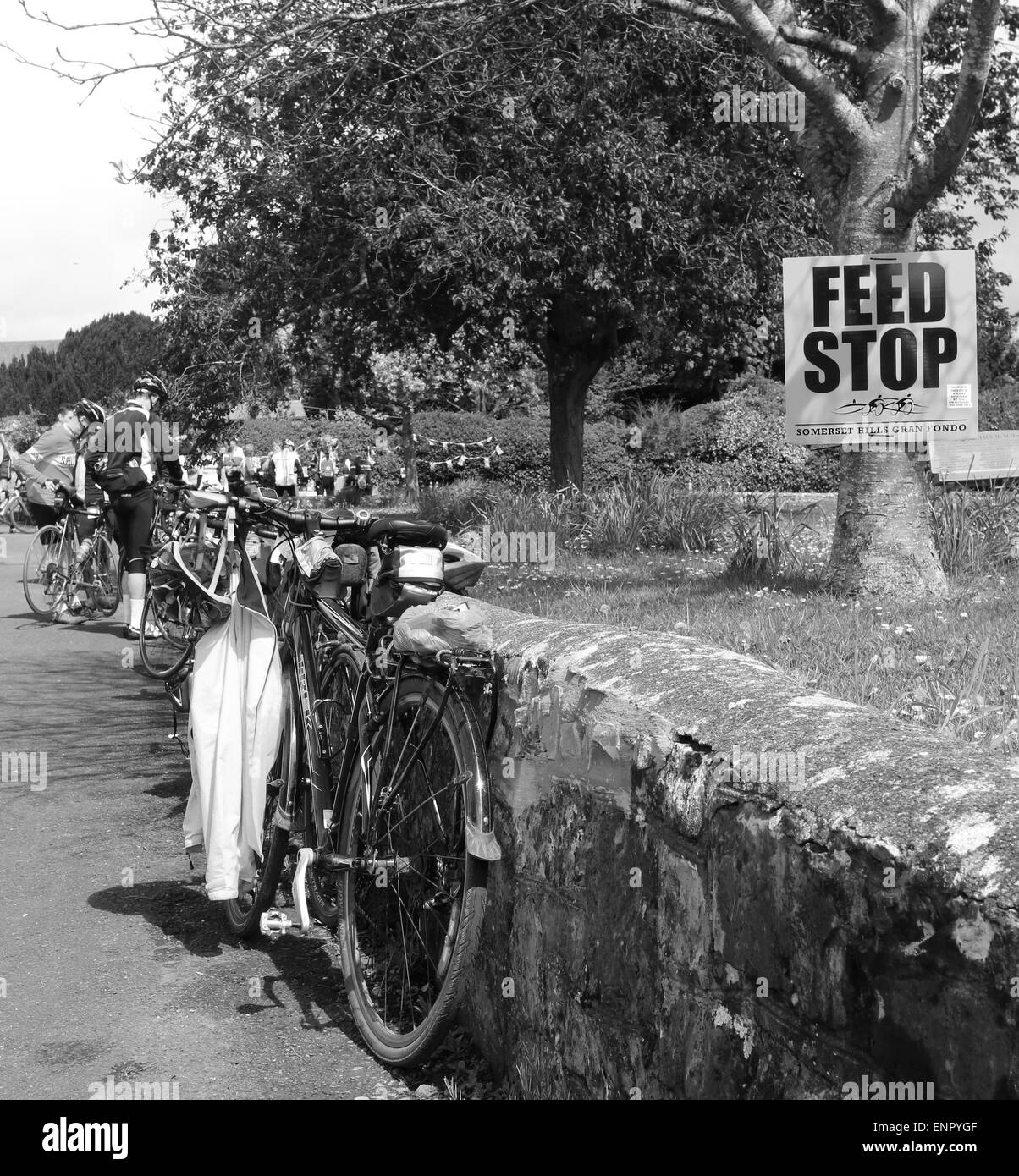 Bike tour rest halt in Somerset Stock Photo