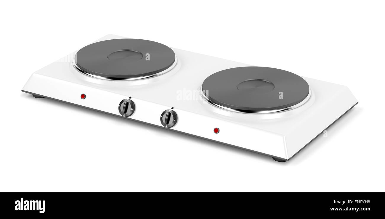 Double hot plate on white background Stock Photo Alamy
