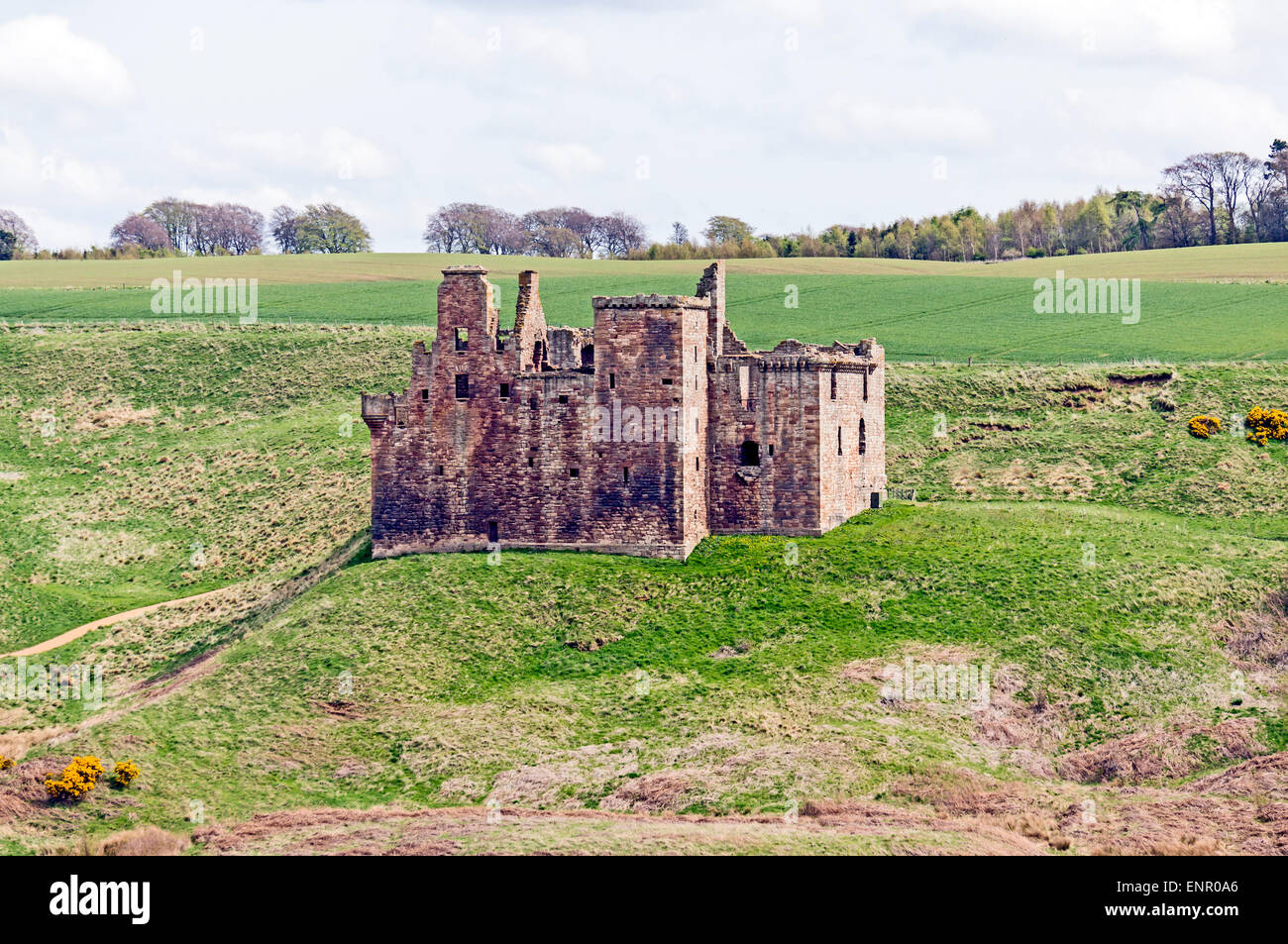 Crichton Castle ruin south of Edinburgh in Midlothian Scotland Stock Photo