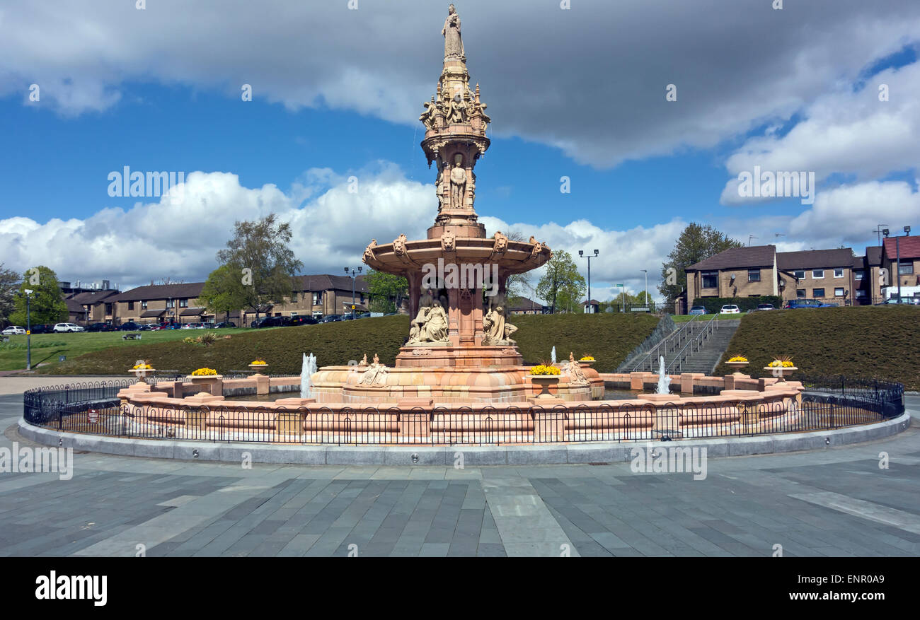 The Doulton Fountain in the Glasgow Green park in east end of Glasgow