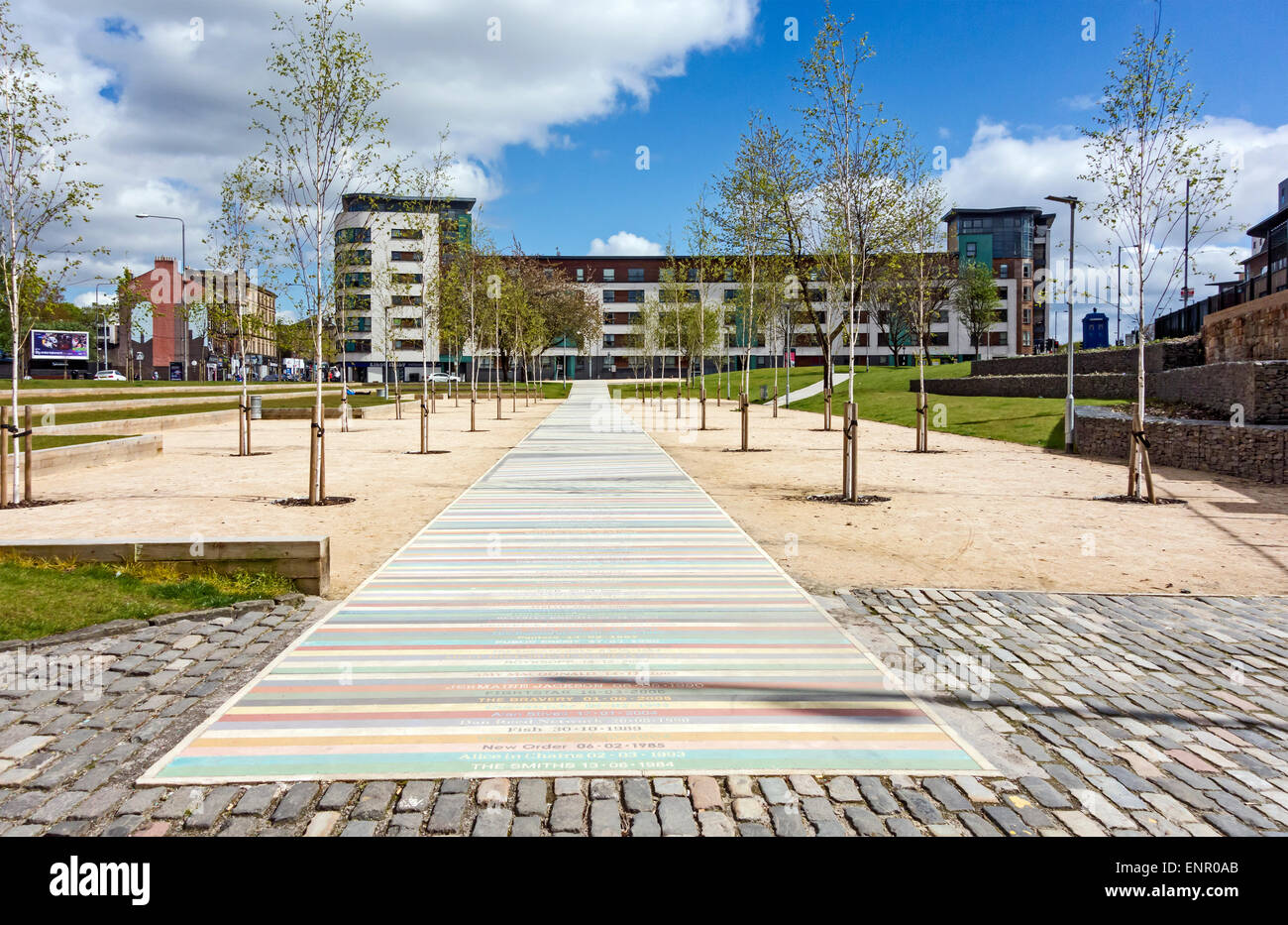 Open space called Barrowland Park at Glasgow Cross between Molendinar Street and Gallowgate in central Glasgow Scotland Stock Photo